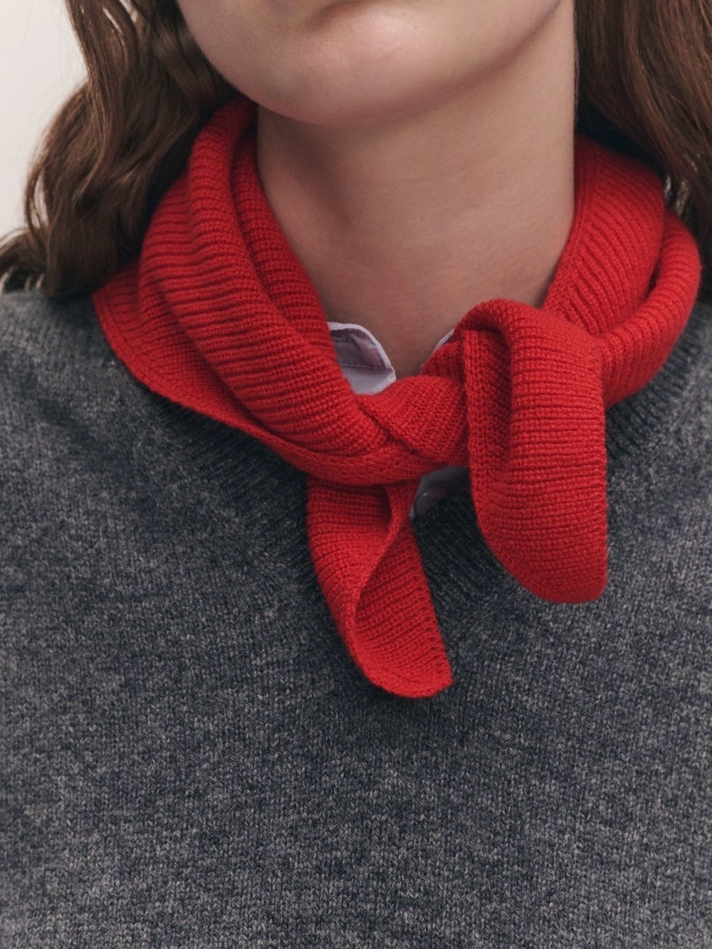 Madewell Red Ribbed Knit Neck Scarf